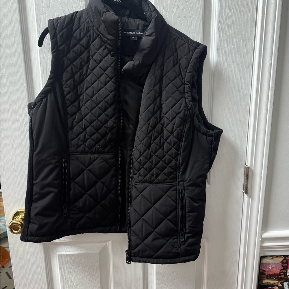 Andrew Marc Black Quilted Vest